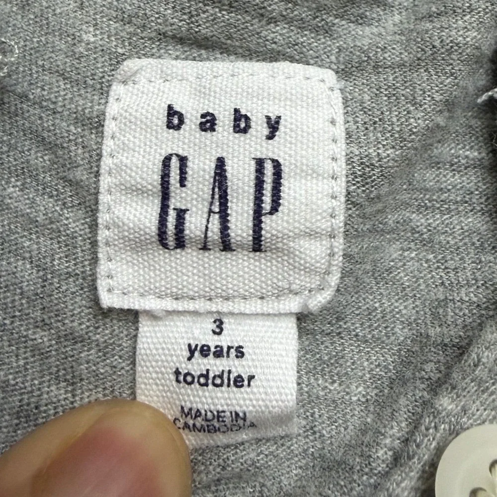 Baby Gap Toddler Girls Grey Floral Flutter Sleeve Henley Top 3T Mixed Media